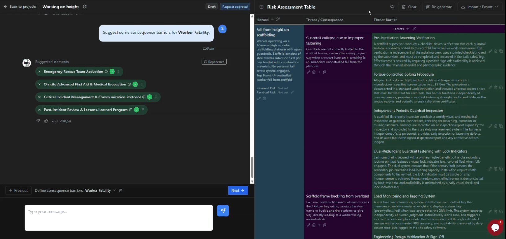Fully structured tables with assignable responsibilities